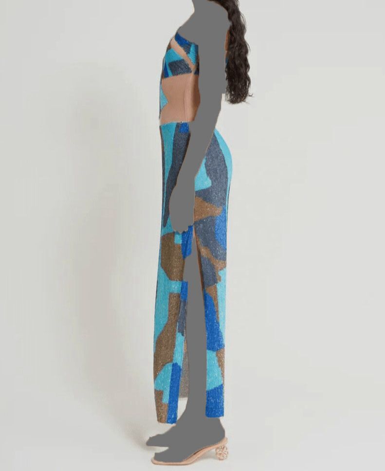 Cult Gaia - Lillian GOWN - ICE Blue Multi