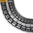 Natural Black Jet Hematite Column Tube Smooth Beads Strand 15" NO Attract