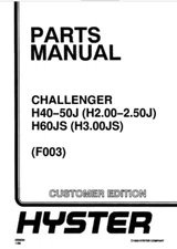Hyster H40J H50J H60JS F003 Challenger Forklift Parts Catalog Manual PDF USB
