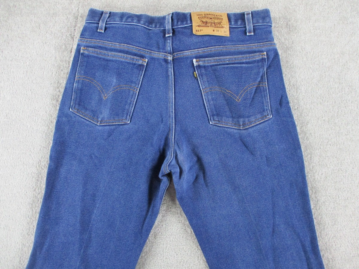 VINTAGE Levis 517 Jeans Mens 38x27 Blue Denim Stretch Boot