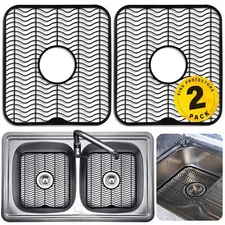 2 Black Sink Protectors for Kitchen Sink 12" x 11" Dish Rack Protect Sink fro...