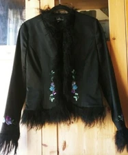 NICOLE MILLER COLLECTION, EMBROIDERED BEADS / SEQUINS FRINGED EVENING COAT sz6