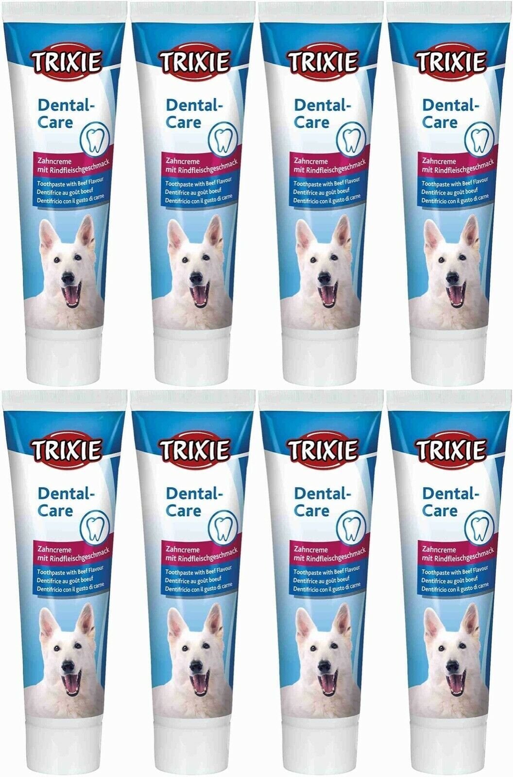 8 x Trixie Dog Toothpaste Beef Flavour Clean Teeth Gums & Reduce Bad