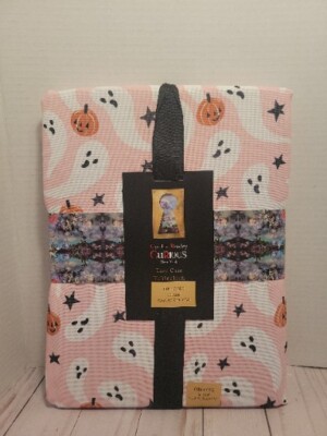 Cynthia Rowley Pink ghost Halloween fabric Tablecloth pinkoween OBLONG 60'' X 84''