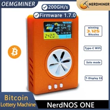 NerdMiner Nerdnos one  200GH/s Bitcoin Solo Lottery Miner Win 3.125 BTC with USB