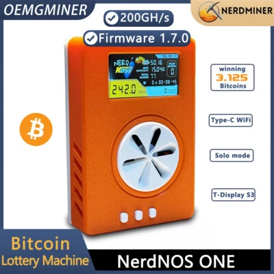 OEMGMINER NerdMiner Nerdnos one 200GH/s Bitcoin Solo Lottery Miner Win 3.125 BTC with USB
