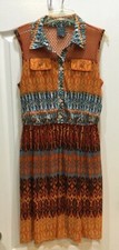 Gabby Skye Womens Dress Size 12 Orange Blue Multi Lined Lace Colorful 214