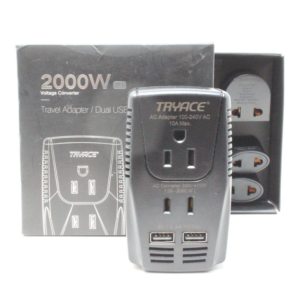 TryAce 2000W Voltage Converter 2 USB Ports,Set Down 220V to 110V Power Converter - Image 3 of 4