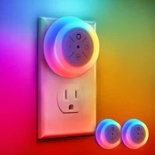 Night Lights Plug Into Wall,Dusk to Dawn Sensor,2 Pack,12-Color Changing Led ...
