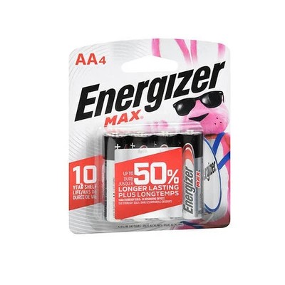 Energizer AA 4 Pack MAX E91 Alkaline Batteries