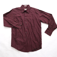 Pronto Uomo Shirt Mens 15.5 32/33 Button Up Non Iron Slim Fit Burgundy