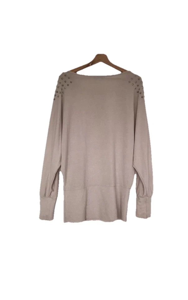 Quiz Jumper Womens Size M/L Beige Mix Long Sleeve Beaded Pre-Owned Top Polyester - Image 2 of 4