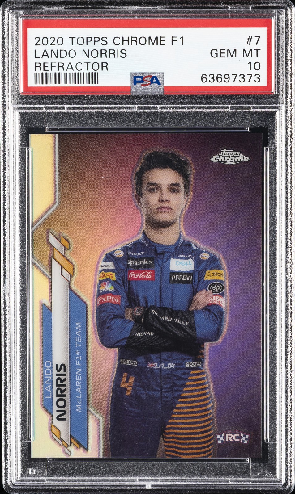 2020 TOPPS CHROME FORMULA 1 REFRACTOR #7 LANDO NORRIS ROOKIE RC PSA 10