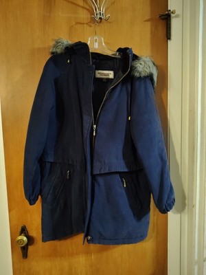 Weather Tamer Vintage Women's Blue Full Zip Hooded Jacket Coat Size Med