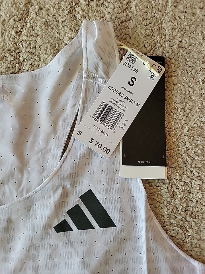 Adidas Adizero Chaleco para Correr Camiseta sin Mangas Para Hombre S $70 NUEVO CON ETIQUETAS JD4198 Blanco Cuello Redondo Foto 2 de 4