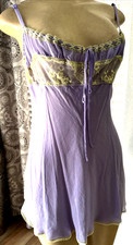 Vintage Victoria's Secret 100  SILK Purple Lace Babydoll Delicate Sz L swc