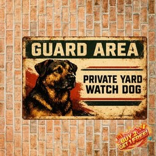 Rottweiler Warning Rustic Aluminum Metal Garage Sign BanginPrints