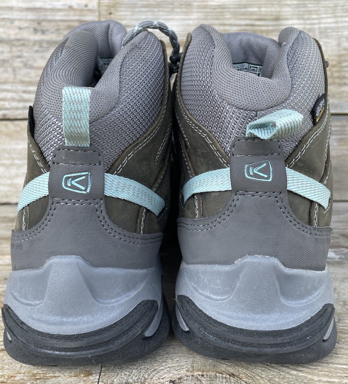 Stivali da trekking KEEN Circadia Mid donna taglia 10 grigio blu pelle impermeabili nuovi