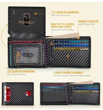 Runbox RFID Slim Wallet - Leather - New With Giftbox..