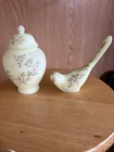 Fenton Bird and Matching Vase Hand Painted Artist Signed