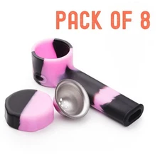 ( Pack of 8 ) 3.5" Silicone Tobacco Smoking Pipe with Lid Purple Hand Pipes Bowl