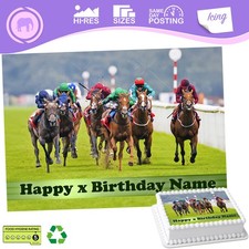 Horse Racing Cake Topper Decoration Rectangle Personalised sizes inc Costco