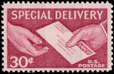 US Scott # E21, Two Hands & Letter, 1957 30¢ Special Delivery Stamp, MNH