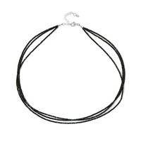 Cavill Schwarzer Spinell Halskette 44,05Ct 925 Silber Rhodin Elegant