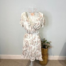 The perfect fairy vintage y2k white & pink floral midi ruffle sundress