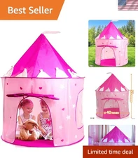 Kids Portable Play Tent - Princess Castle with Glow Stars & Carry Bag Included