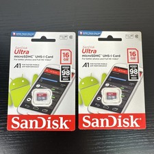 2 SanDisk 16GB Ultra Plus Micro SDHC UHS-1 Card speed 98 MB/s-653X Full HD Video