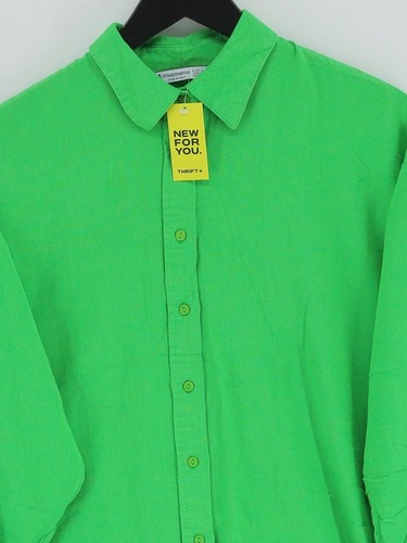 Stradivarius Damen Shirt L grün Viskose mit Baumwolle, Leinen Basic - Bild 3 von 5