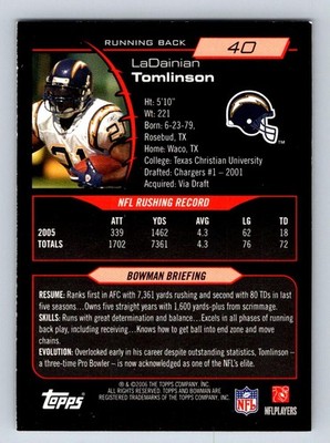 2006 Bowman #40 LaDainian Tomlinson San Diego Chargers | eBay
