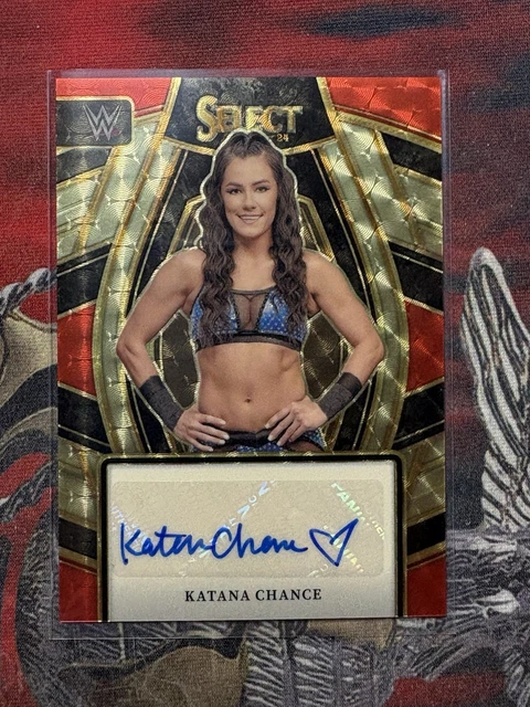 2024 Panini Select WWE Katana Chance Gold Vinyl Auto 1/1 With Heart inscription