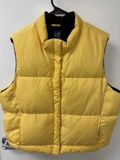 Gap The Warmest Down Filled Puffer Vest Womens Size XL Yellow Fleece Lined NEW