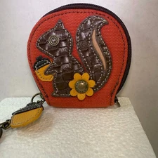 CHALA Orange Squirrel Mini Coin Purse Very Good Condition!