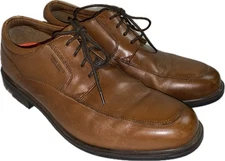 GOOD Rockport Men Size 9M Hydro-Shield waterproof Brown Oxford Leather Shoes