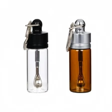 Travel Spice Containers with Spoon - Mini Glass Vial Keychain Case 2pack