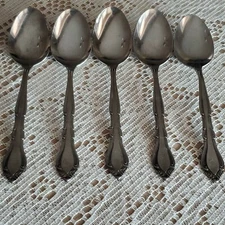 Vtg Rogers Korea Auberge Stanley Roberts Stainless Flatware Set of 5 Tablespoons