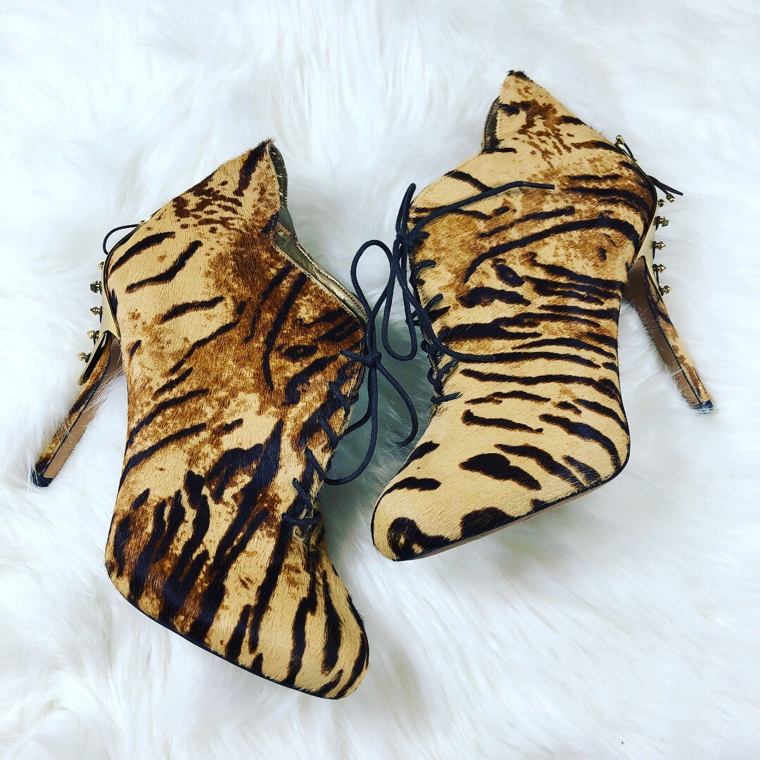 Sam Edelman Rare Tiger Calf Skin Lace Up Ankle Stiefel Größe 7 Sam Edelman Rare Tiger Calf Skin Lace Up Ankle Stiefel Größe 7