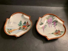 Sinto Hand Painted Pair(2) Small Shallow Bowls China Decoration Bowls Vintage