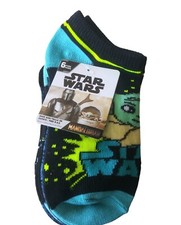 Star Wars Mandalorian Boys No-Show Graphic Print Socks 6 pack Sz Medium 9-2.5