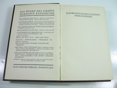 Antique 1923 German Graf Hermann Keyserling Das Reisetacebuch Eines Philosophen - Picture 5 of 9