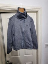 Jack Wolfskin Nanuk 300 Teddy Fleece Jacket Grey Split Cowl Neck Womens Size 12