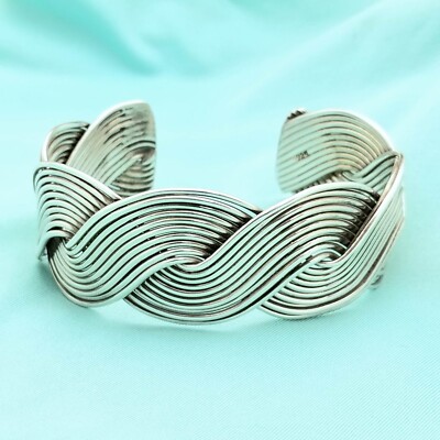 Vintage Silver Wide Wave Caff Bangle 925 【公式通販】