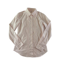 UNIQLO Women’s Dress Shirt Size S Pale Pink Pinstripe Pleated Front Long Sleeve