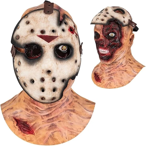 Jason Mask Halloween Rotten Face Killer Hockey Masks Double Layer Horror Zombie - Picture 2 of 7