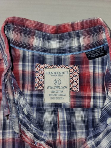 Rough Stock Panhandle Button Down Shirt Mens Size XL Long Sleeve Red Blue - Picture 3 of 7