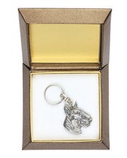 Bull Terrier, Bully III - Silver-plated pendant with a dog in a decorative box,
