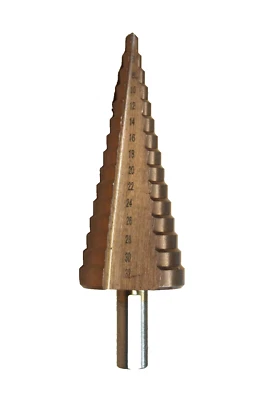HSS Cobalt Step Drill Bit Metric 4mm to 32mm, 15 Steps, Shank 3/8" 82020608